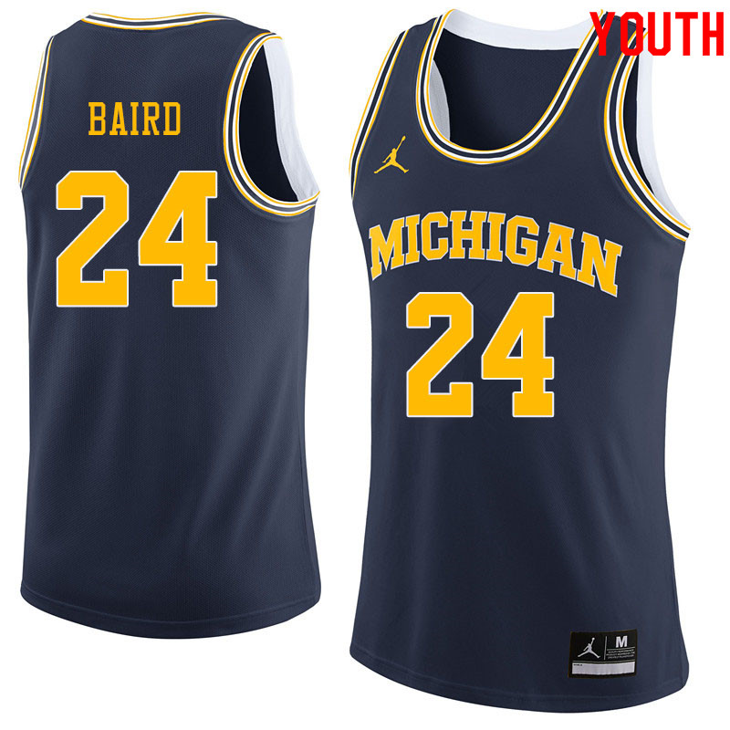 Jordan Brand Youth #24 C.J. Baird Michigan Wolverines College Basketball Jerseys Sale-Navy - Click Image to Close